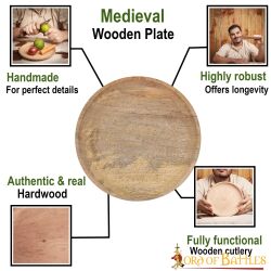 Medieval wooden plate made from hardwood, approx. 23 cm in diameter, second-grade item