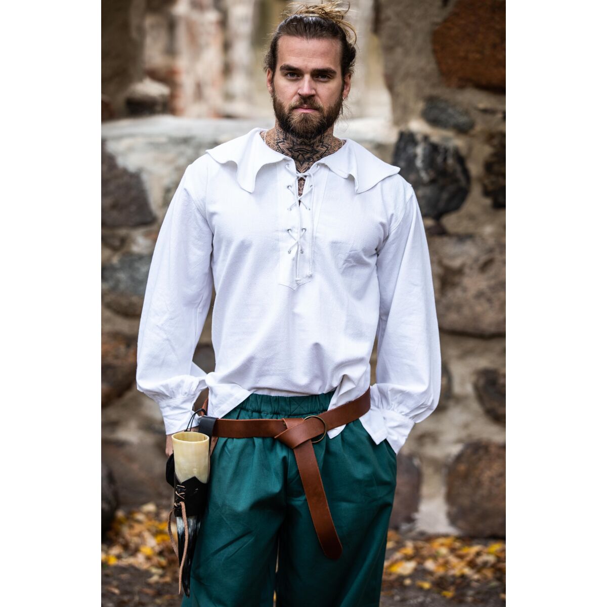 White Round-Collar Shirt ‘Athos’ Size M, B-grade