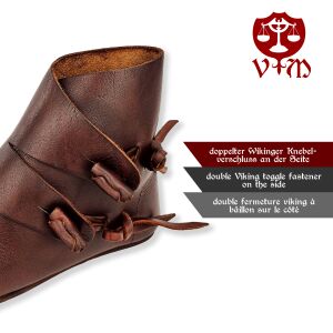 Early medieval toggle shoes or halfboots brown
