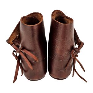 Early medieval toggle shoes or halfboots brown