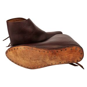 Early medieval toggle shoes or halfboots brown
