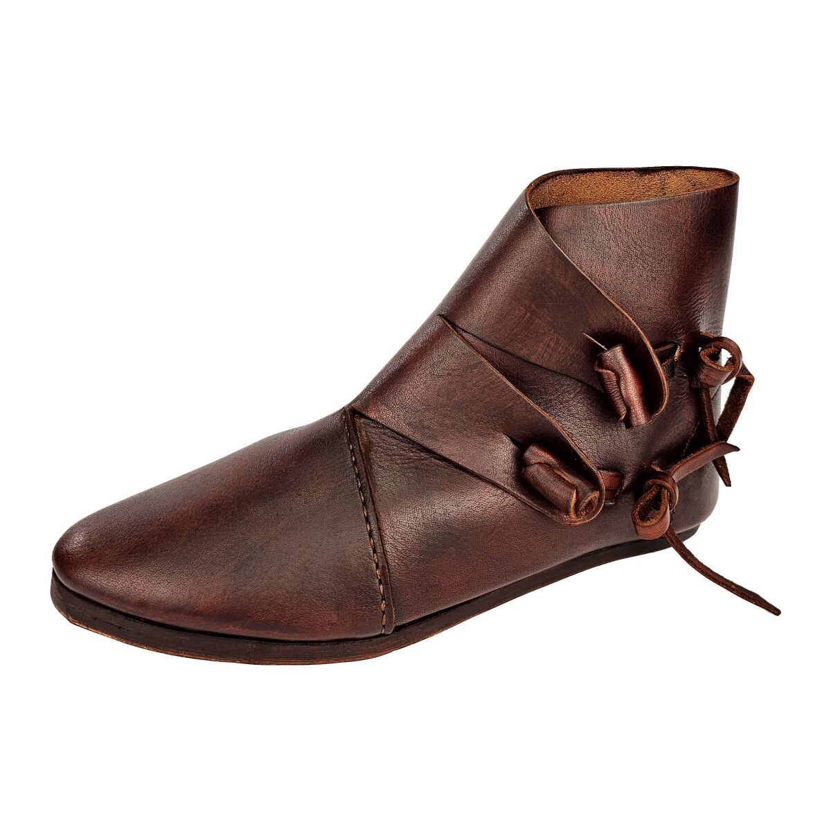 Early medieval half boots with toggles and hobnailed double sole brown Size 47