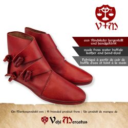 Early medieval toogle half boots with hobnailed double sole korduan red