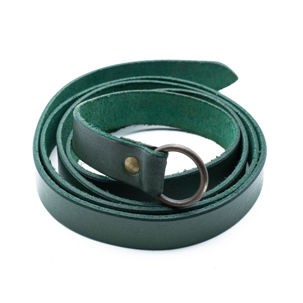 simple Medieval belt with ring L 160cm (63 inches) W 2.3cm (0.9 inches) / Green