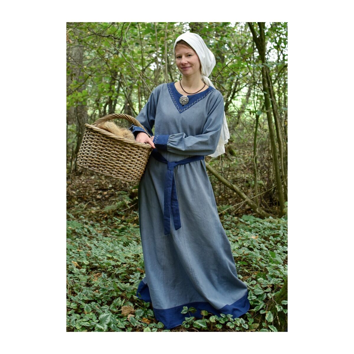 Viking dress Jona bluegrey/blue size L